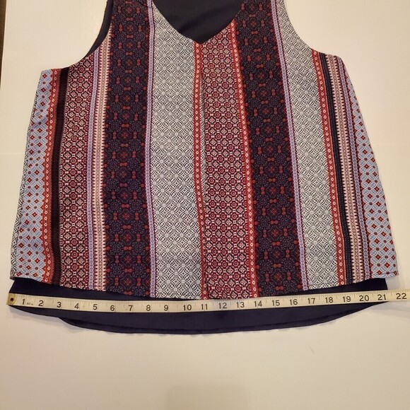 Monteau Multi Patterned Striped Layered Sleeveless Boho Top, L - Picture 7 of 8